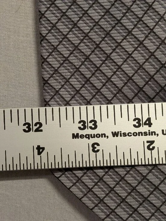 Claiborne Men's Geometric Grid Blue Grey Handmade Silk Necktie Tie - Picture 4 of 6